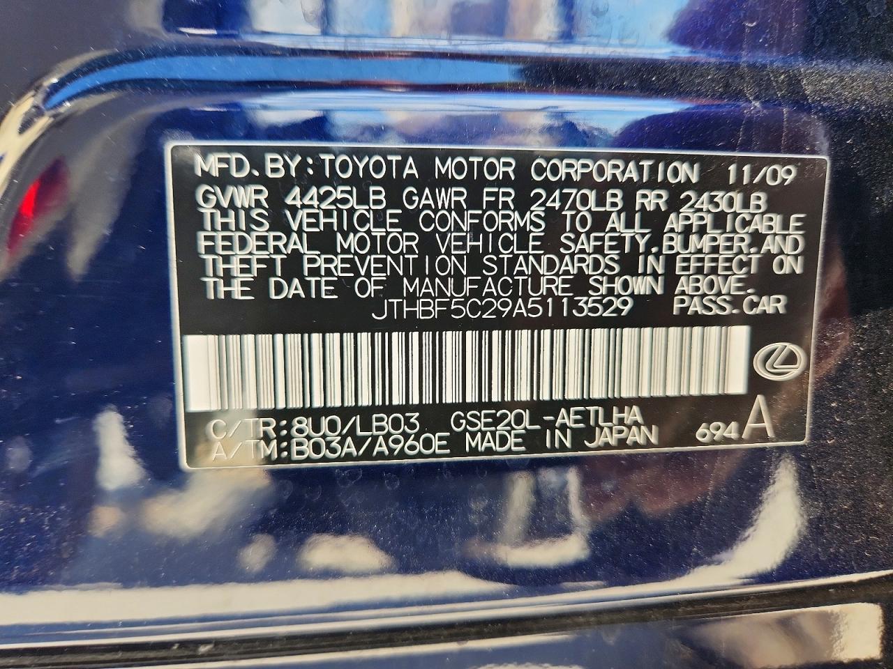 2010 LEXUS IS 250