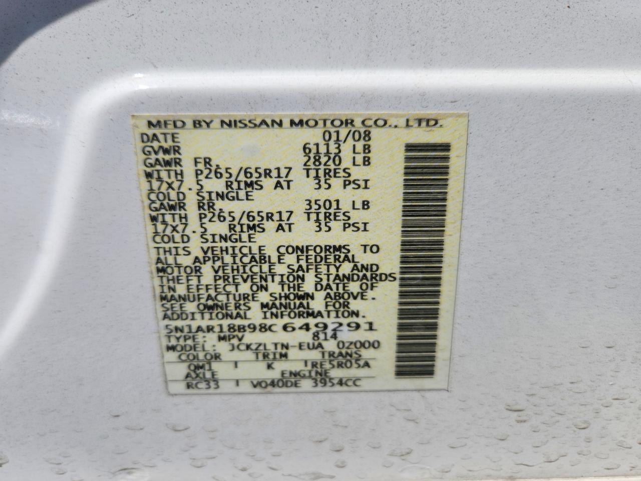 2008 NISSAN PATHFINDER