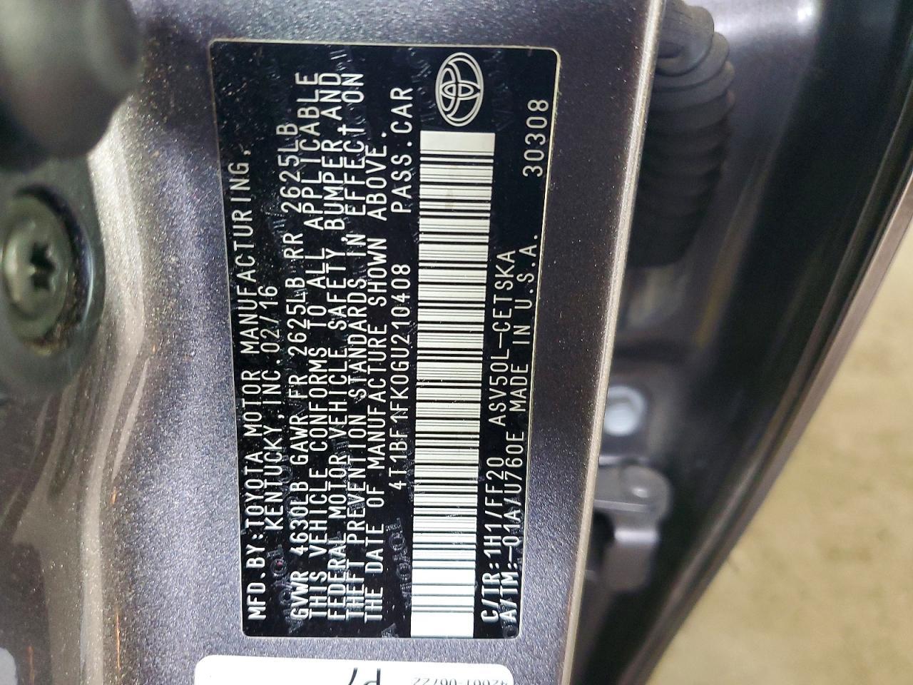 2016 TOYOTA CAMRY
