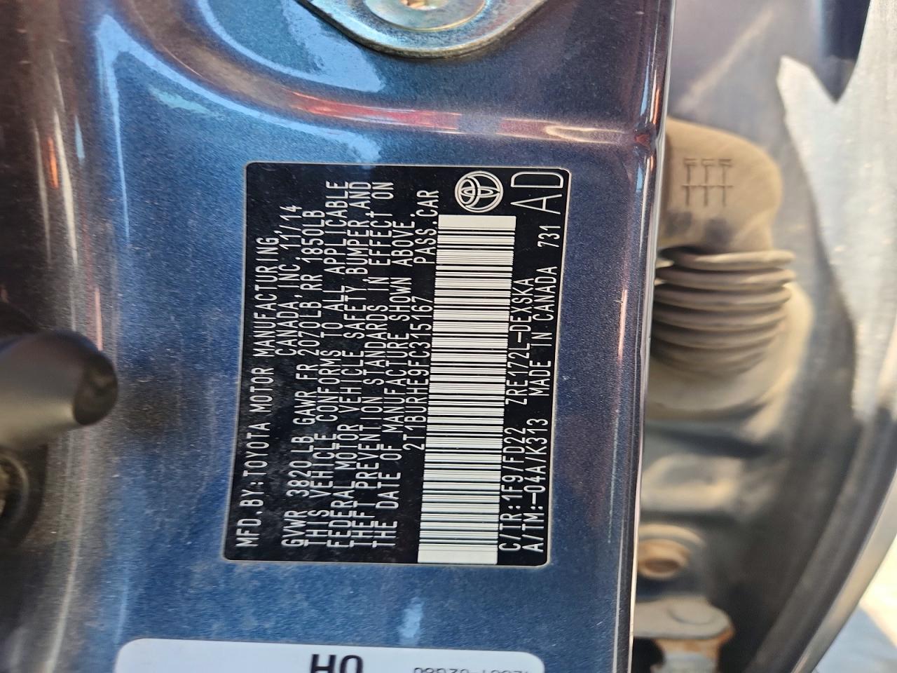2015 TOYOTA COROLLA