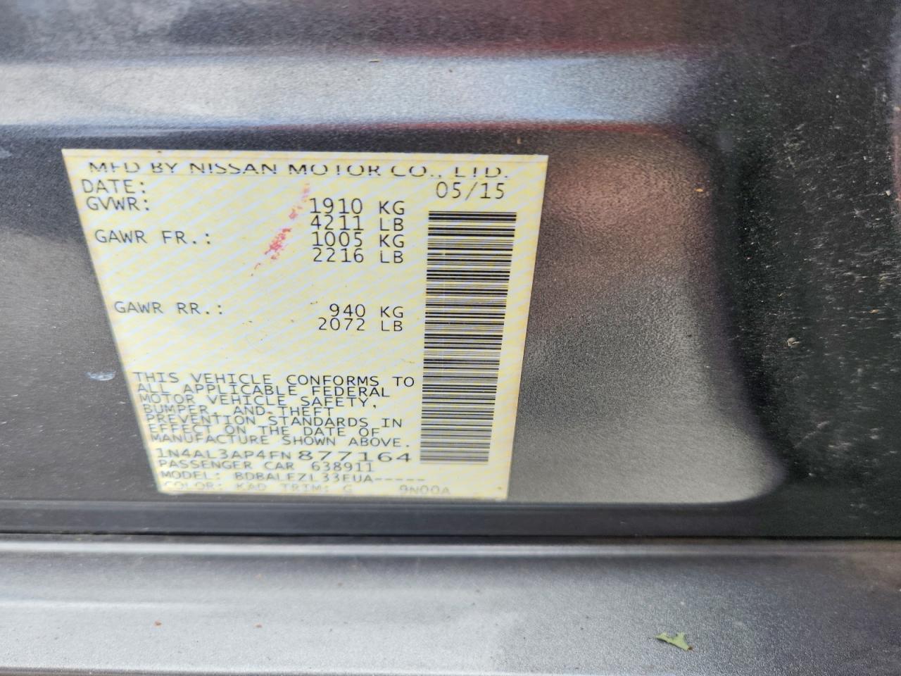 2015 NISSAN ALTIMA