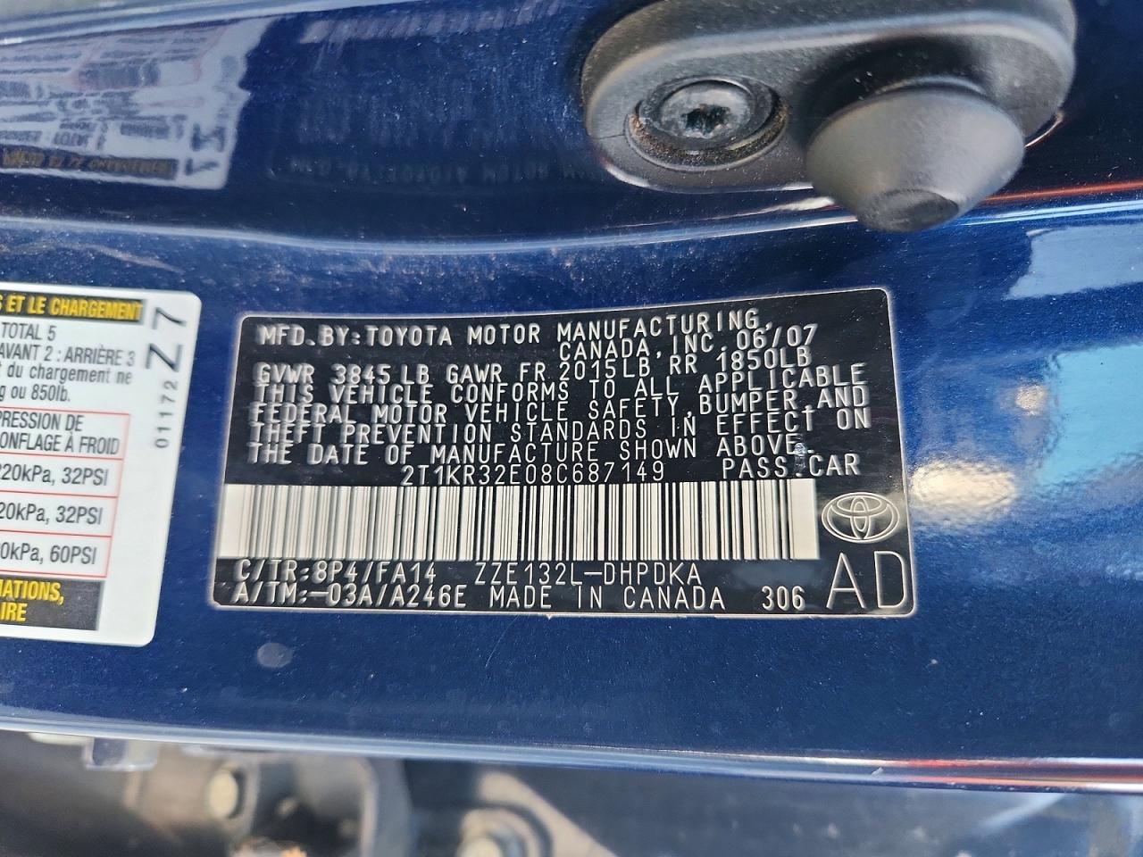 2008 TOYOTA COROLLA