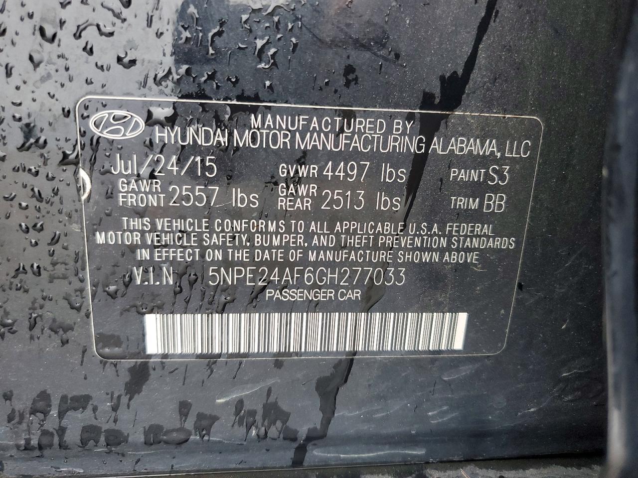 2016 HYUNDAI SONATA