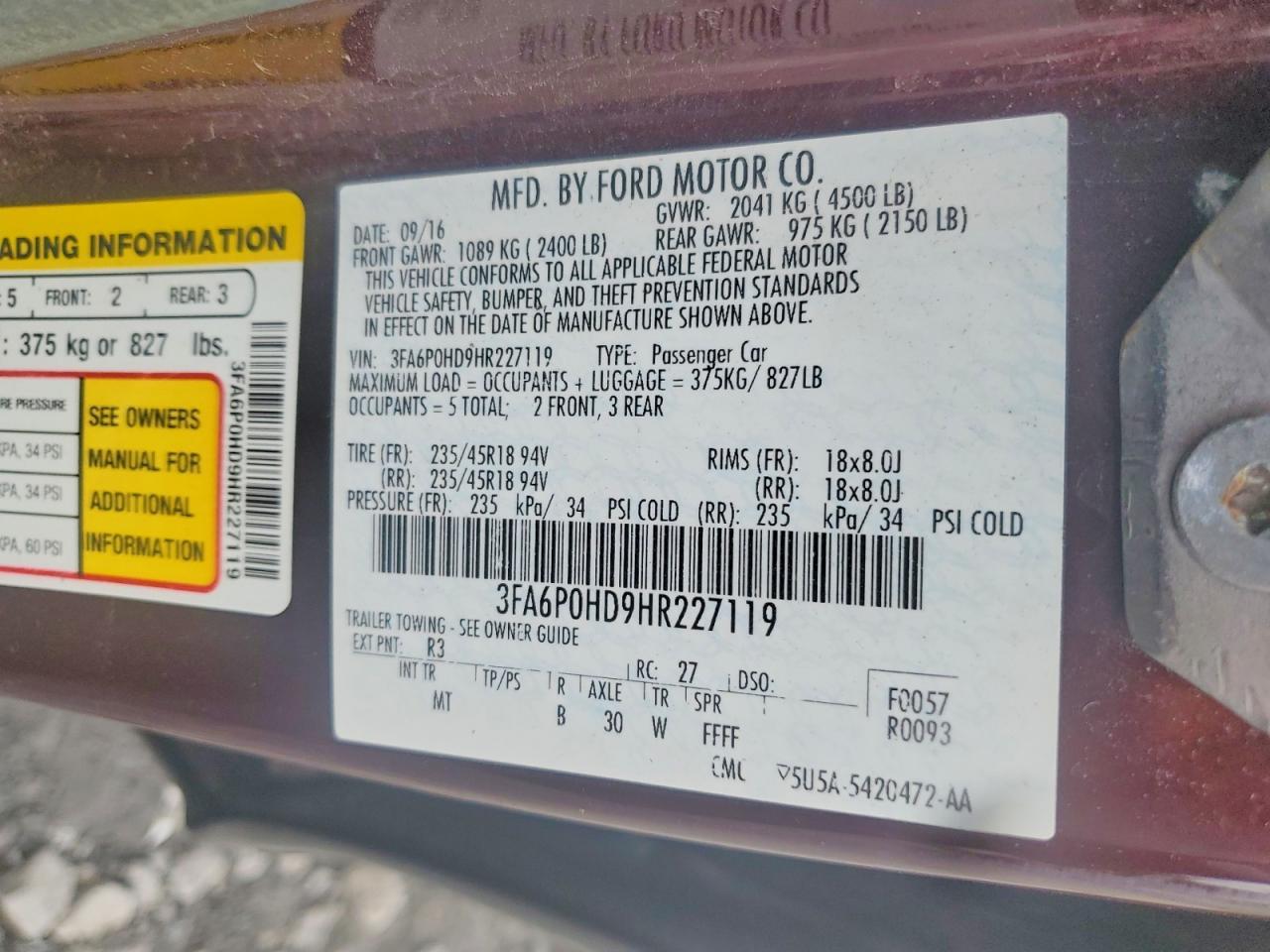 2017 FORD FUSION