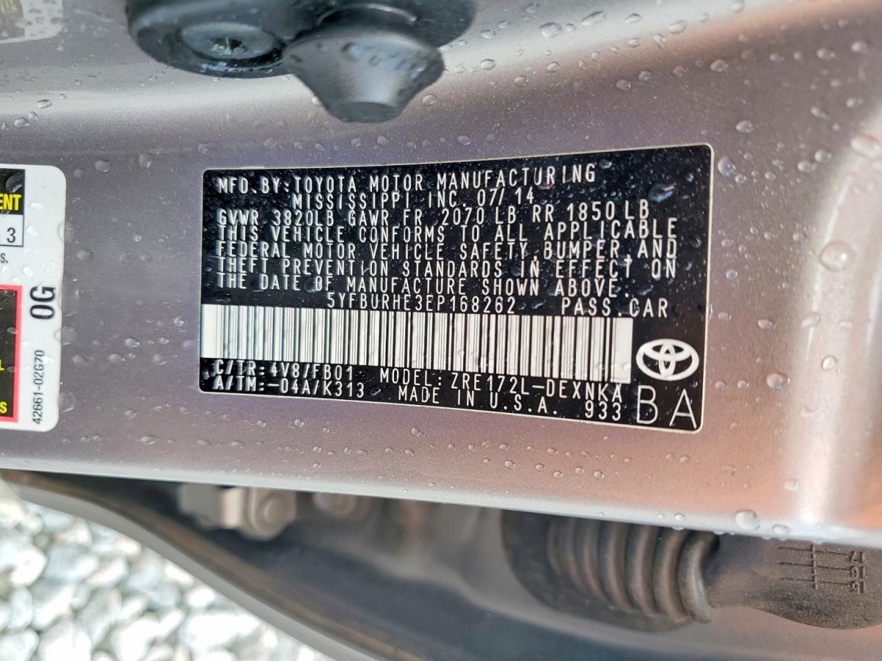 2014 TOYOTA COROLLA