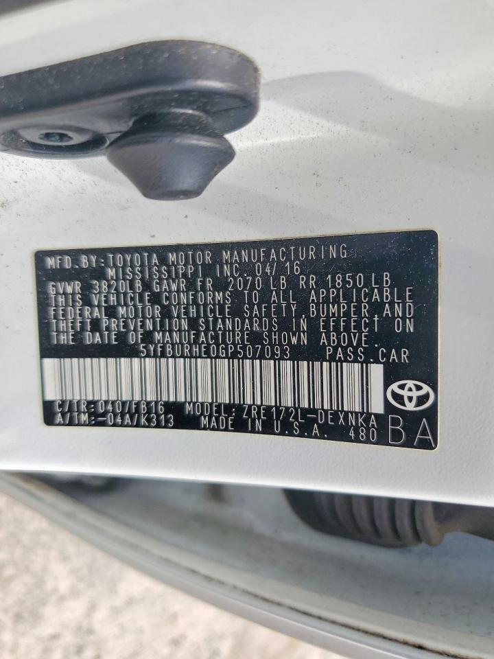 2016 TOYOTA COROLLA