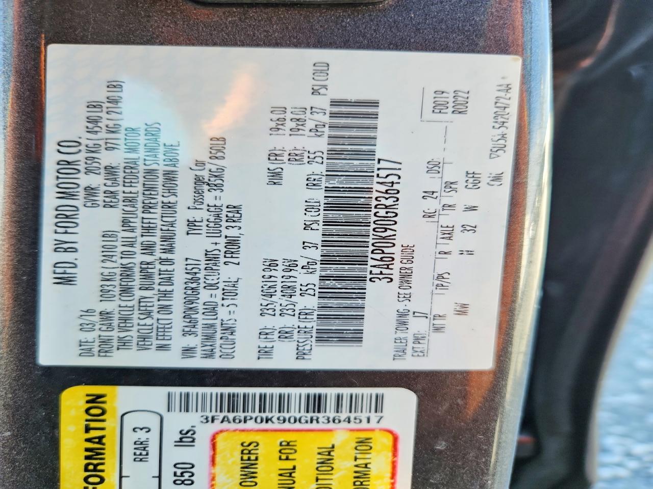 2016 FORD FUSION