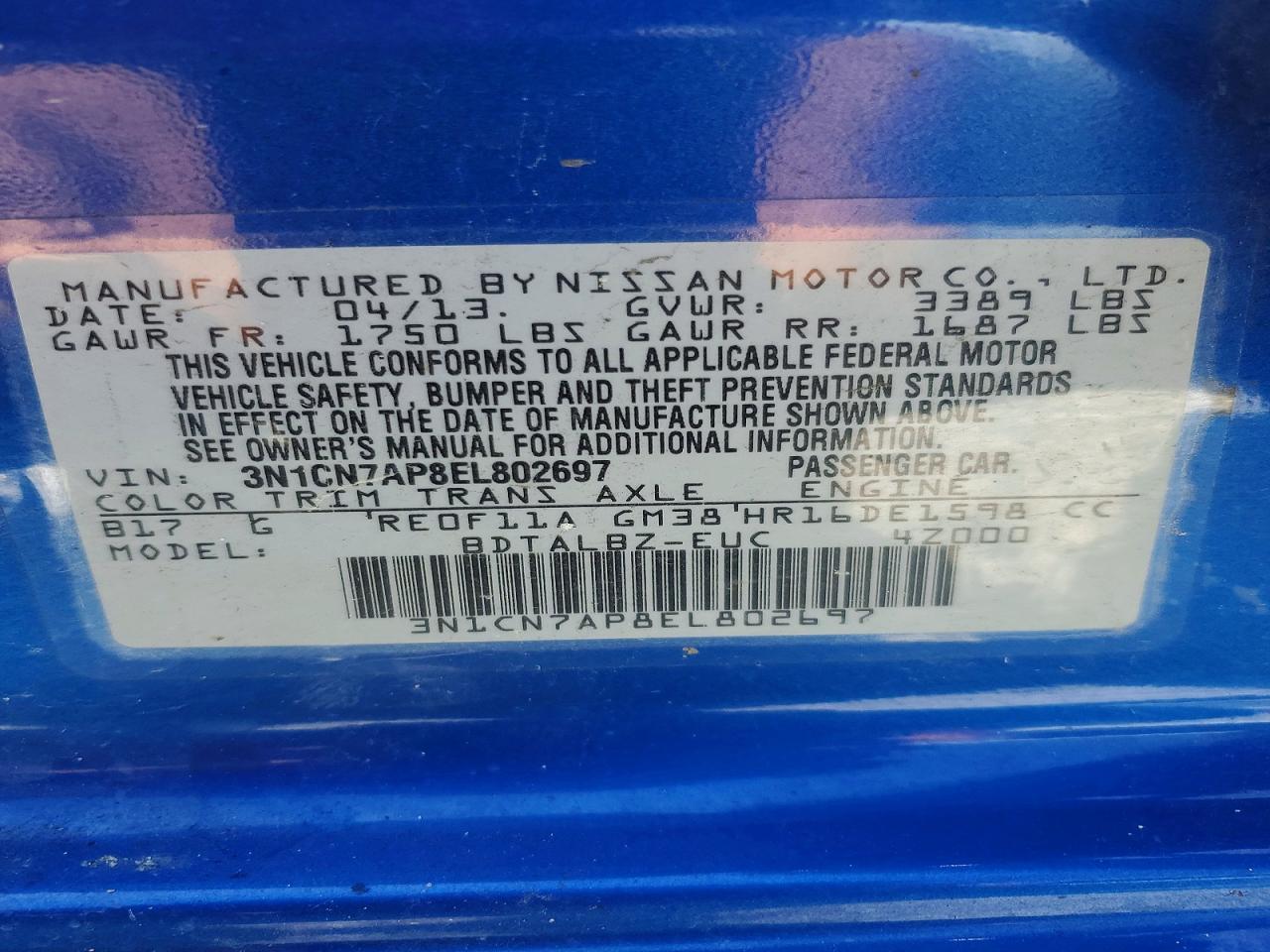 2014 NISSAN VERSA