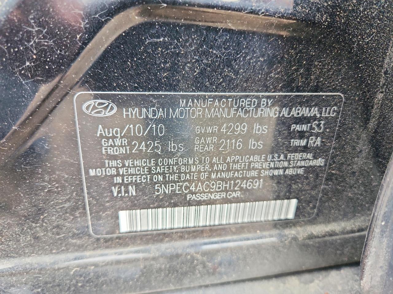 2011 HYUNDAI SONATA