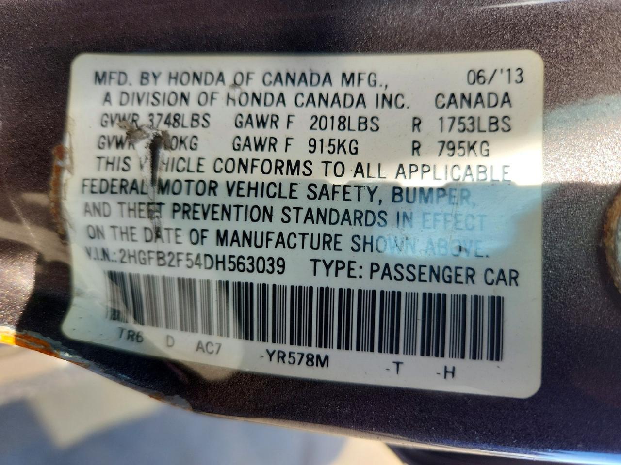 2013 HONDA CIVIC