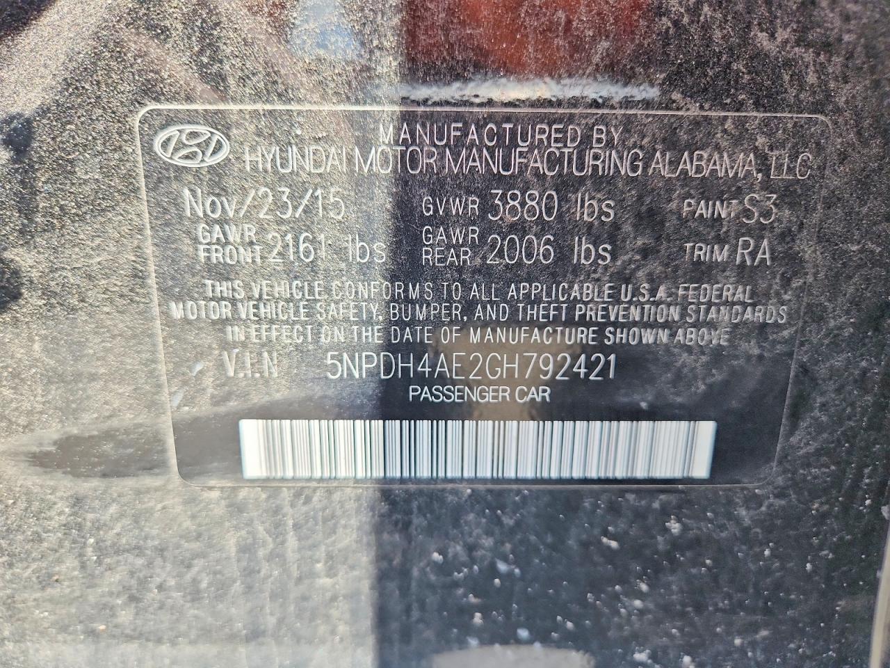 2016 HYUNDAI ELANTRA