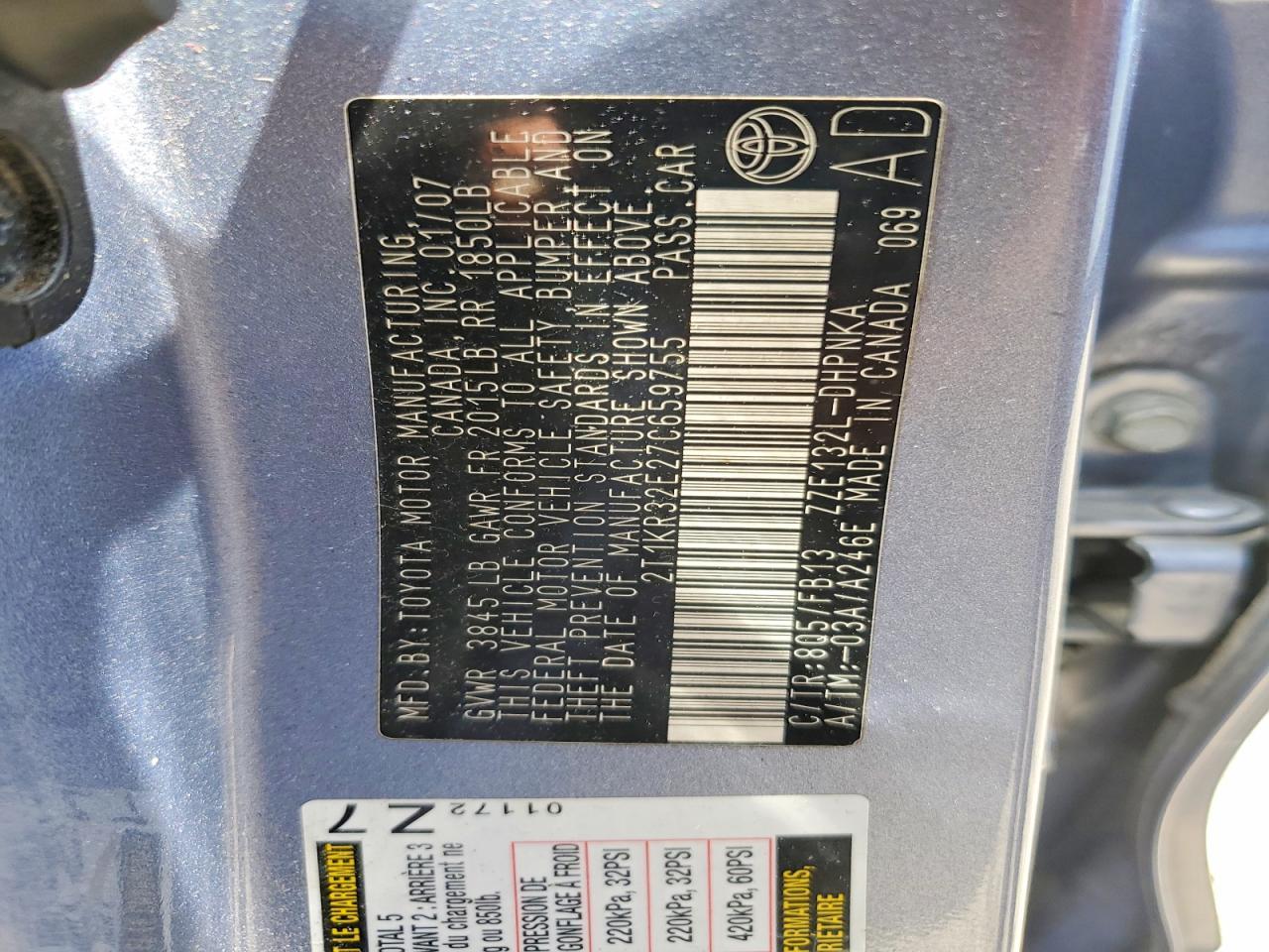 2007 TOYOTA COROLLA