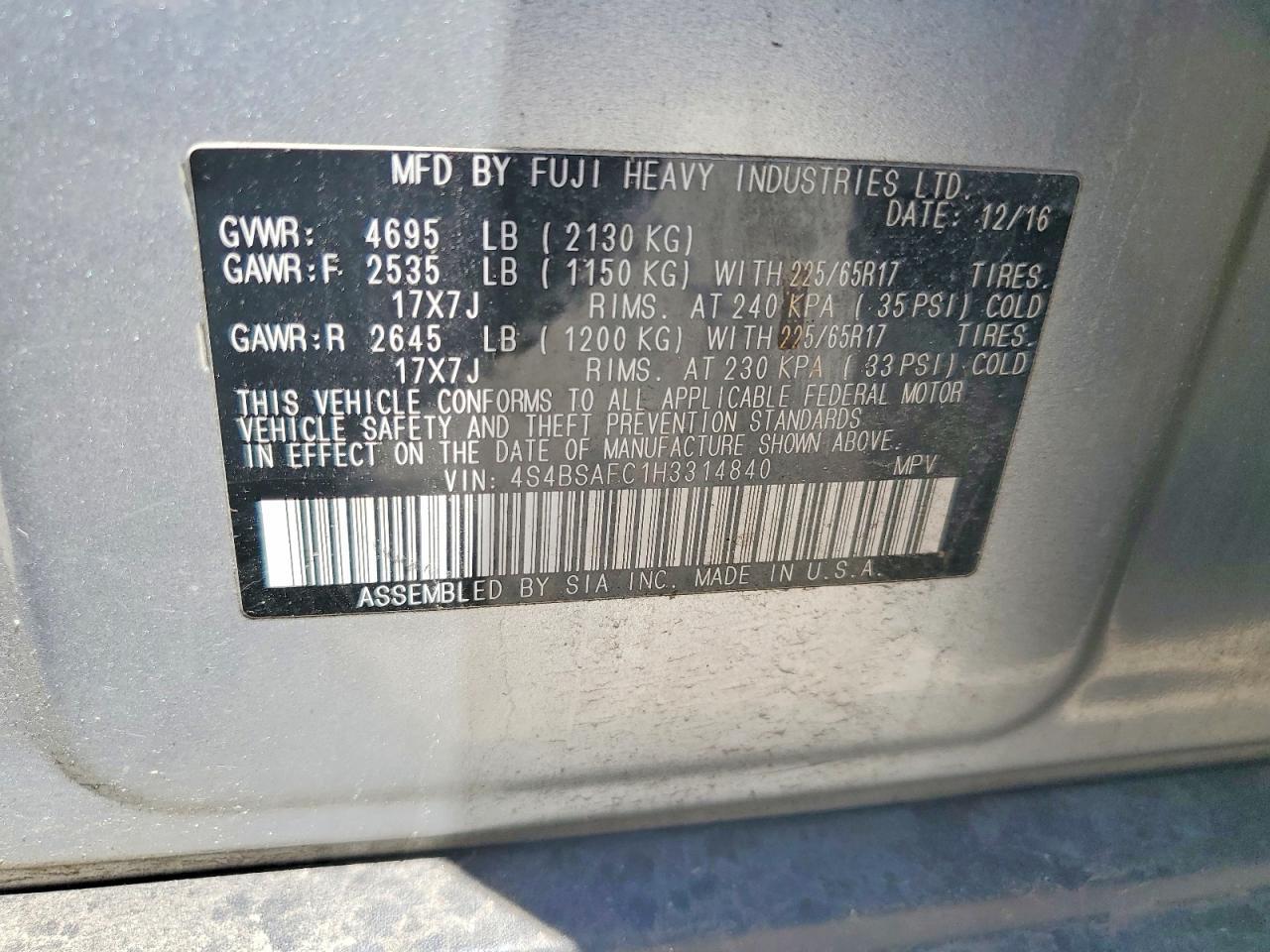 2017 SUBARU Outback