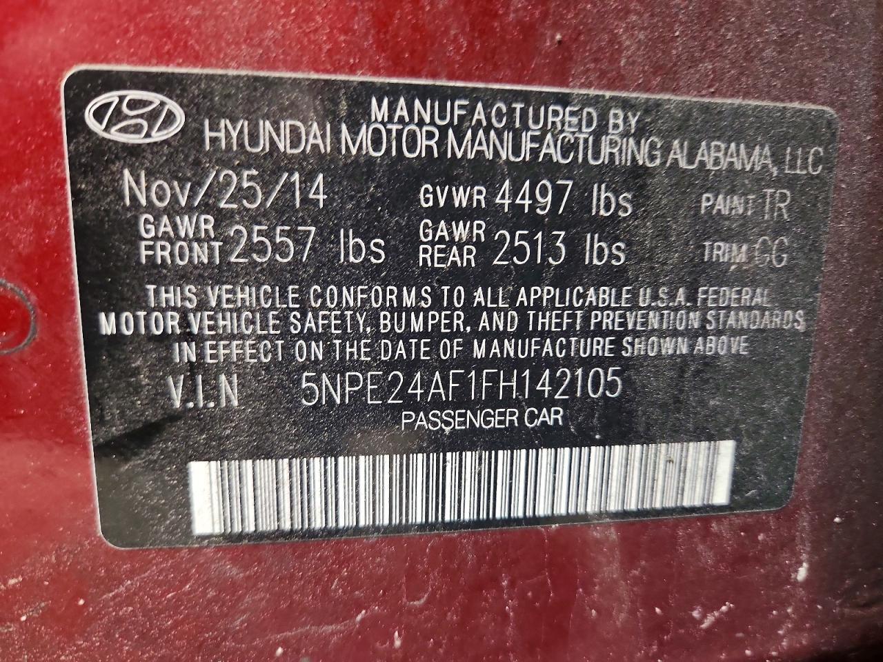 2015 HYUNDAI SONATA