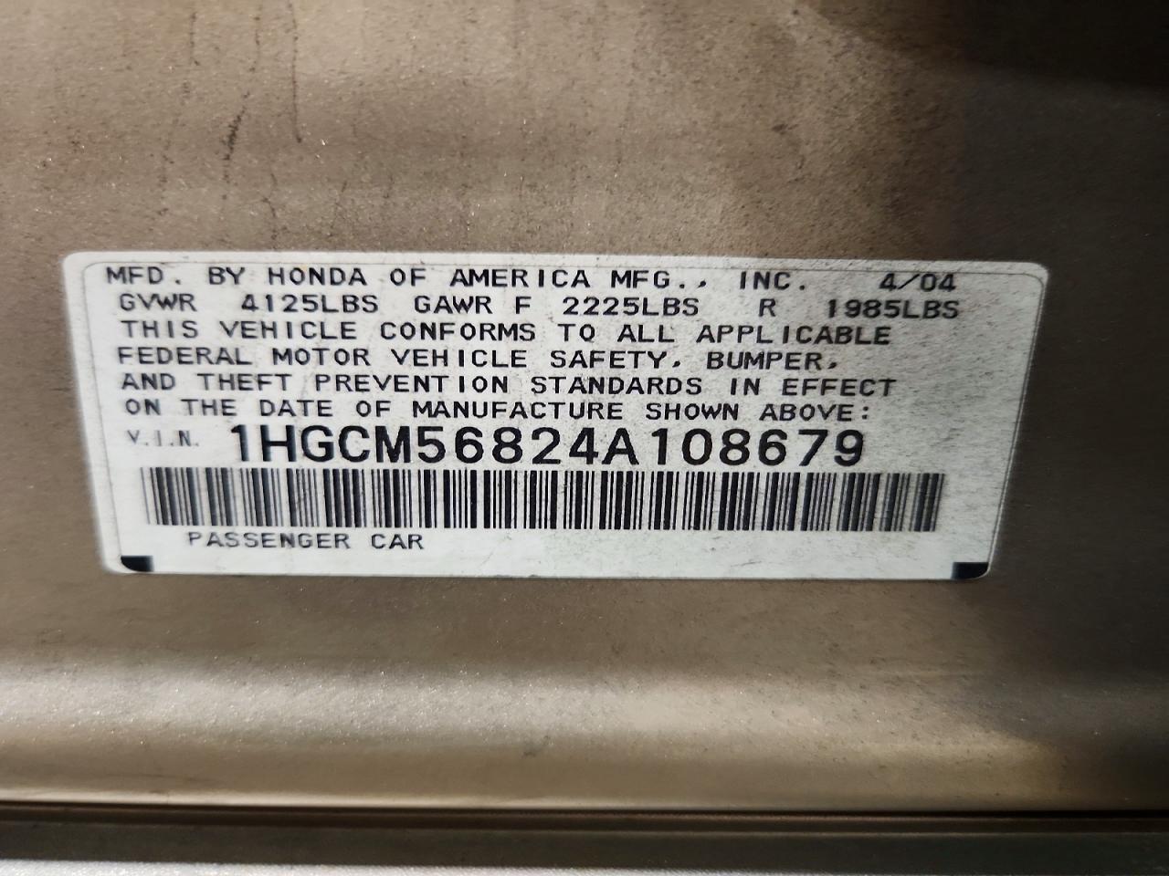 2004 HONDA ACCORD