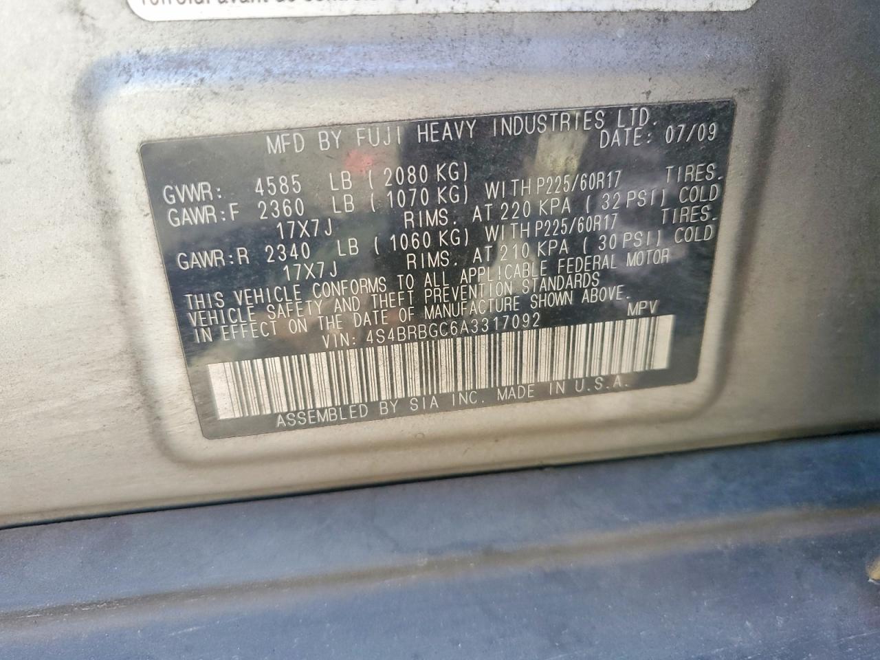 2010 SUBARU Outback