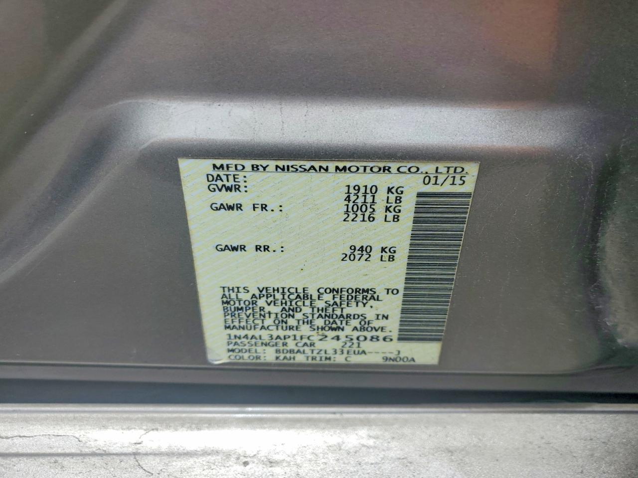 2015 NISSAN ALTIMA