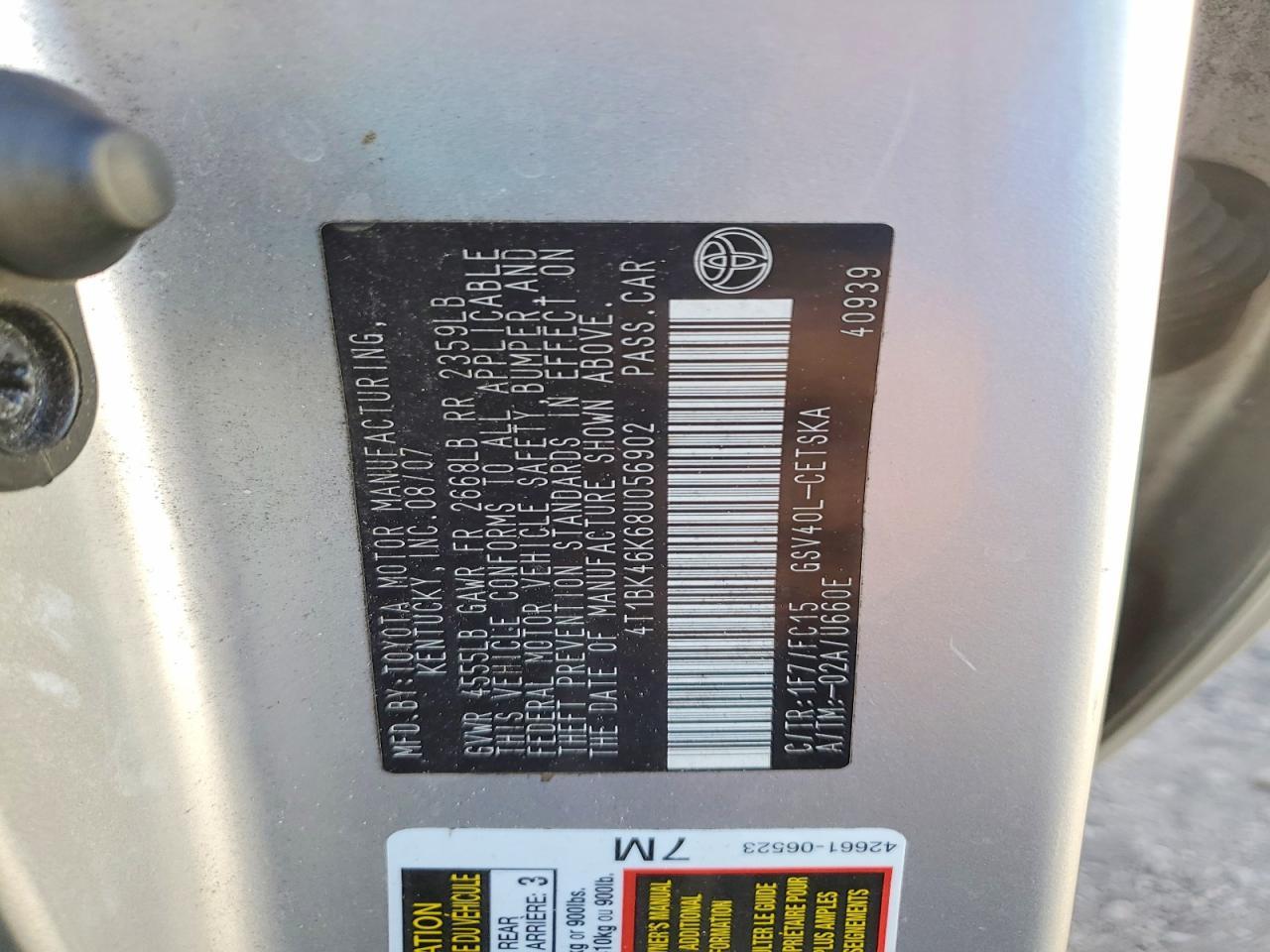 2008 TOYOTA CAMRY