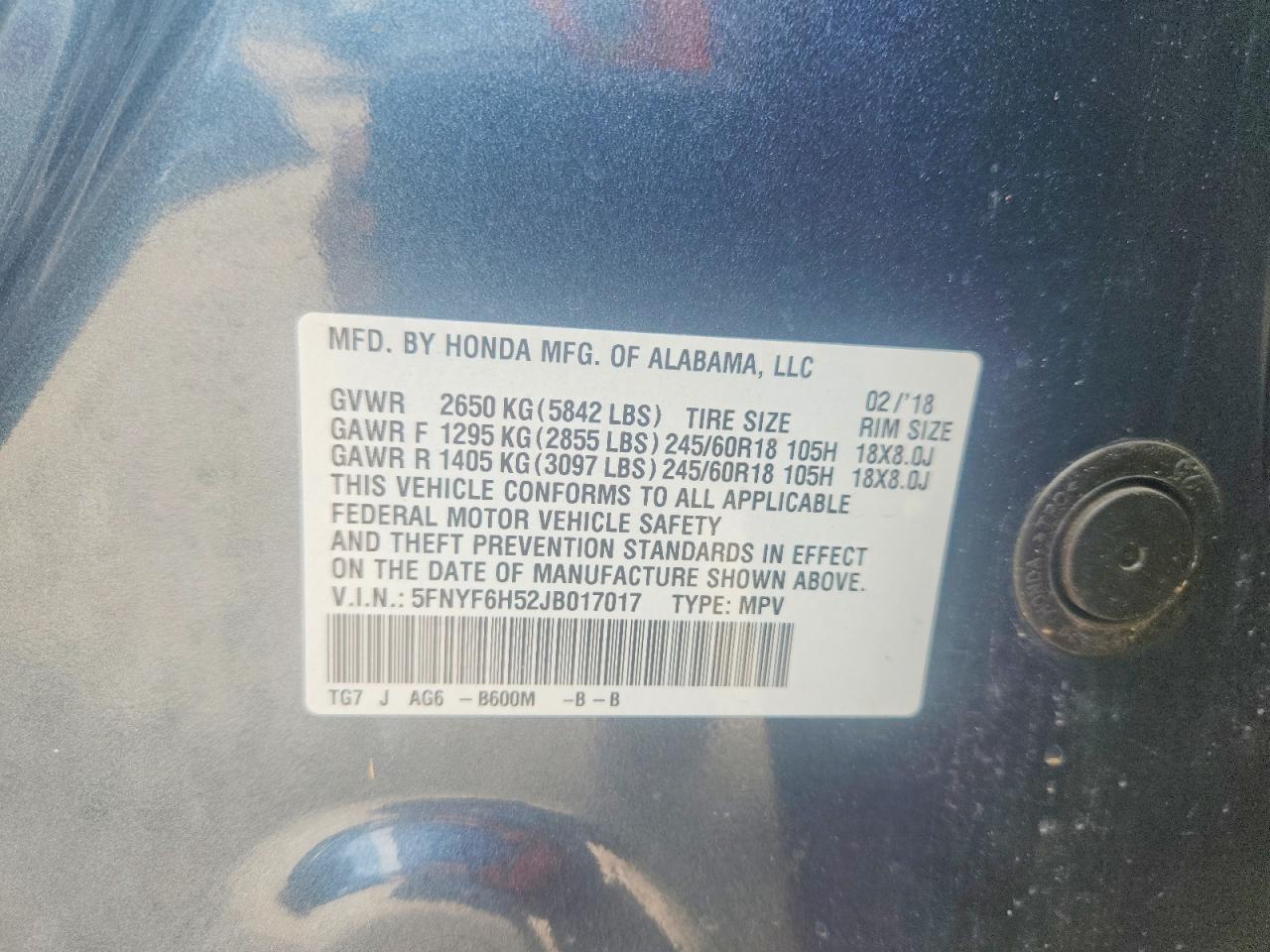 2018 HONDA PILOT