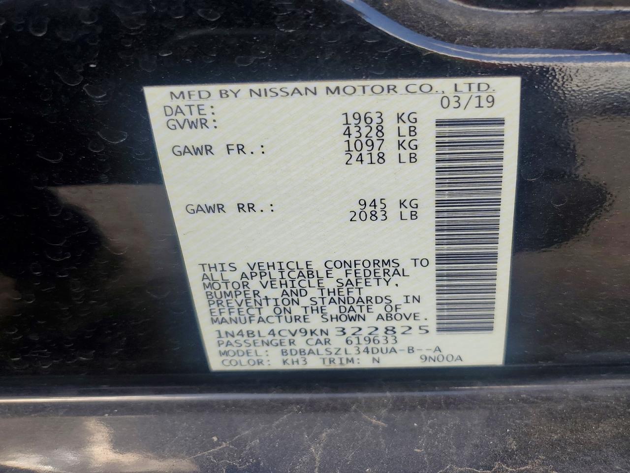 2019 NISSAN ALTIMA