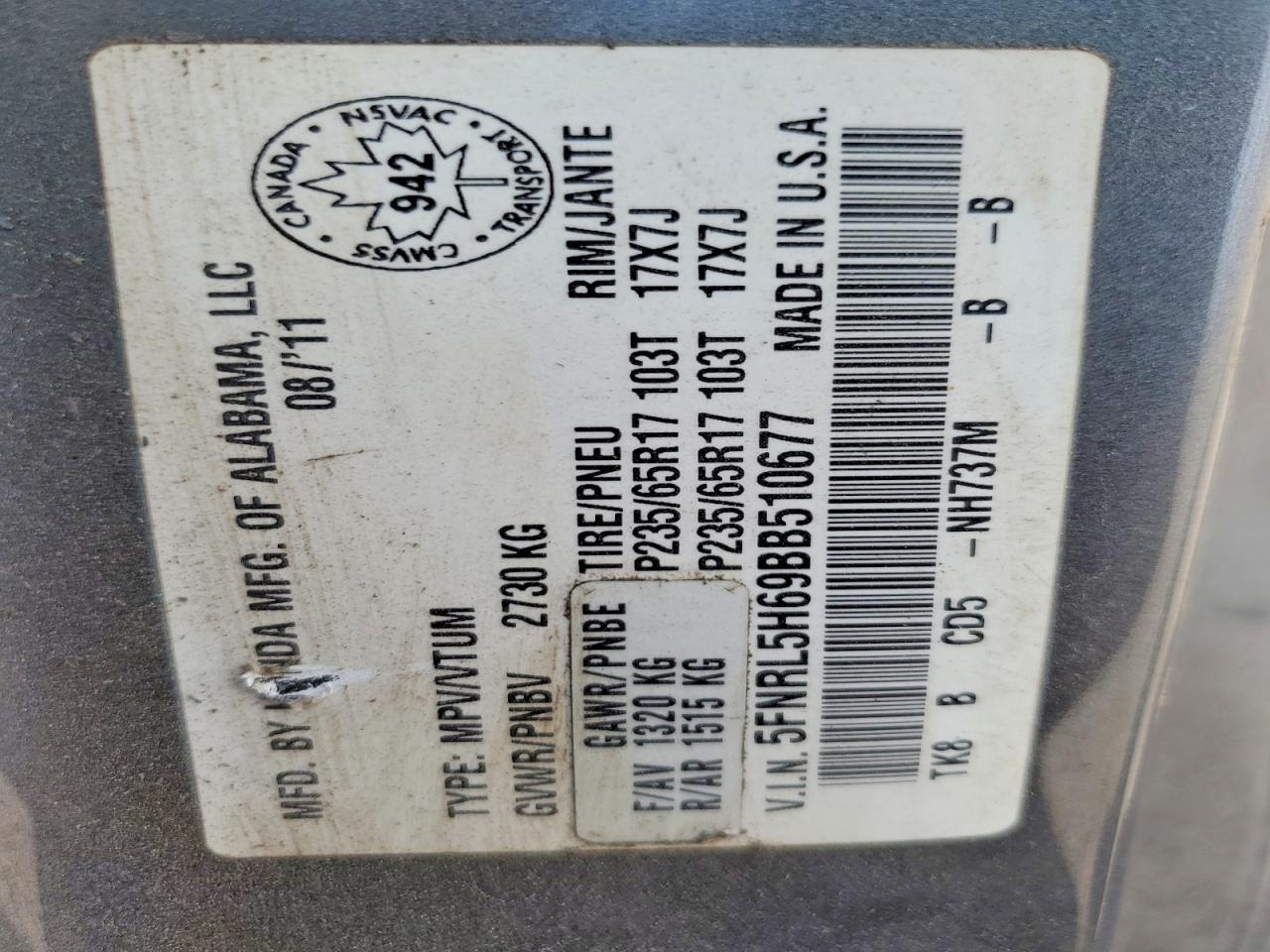 2011 HONDA ODYSSEY