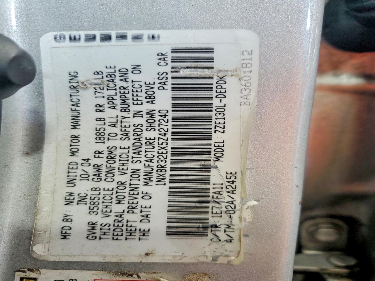 2005 TOYOTA COROLLA