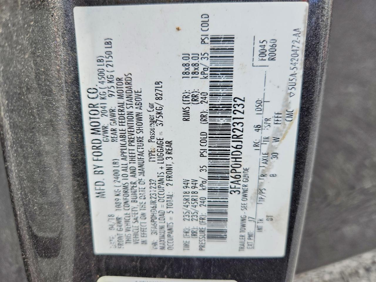 2018 FORD FUSION
