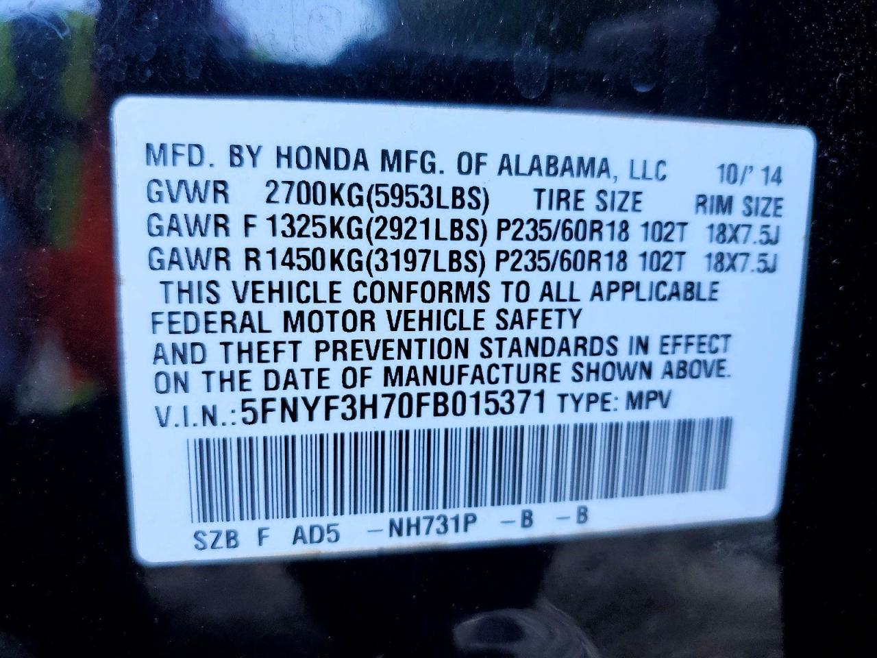 2015 HONDA PILOT