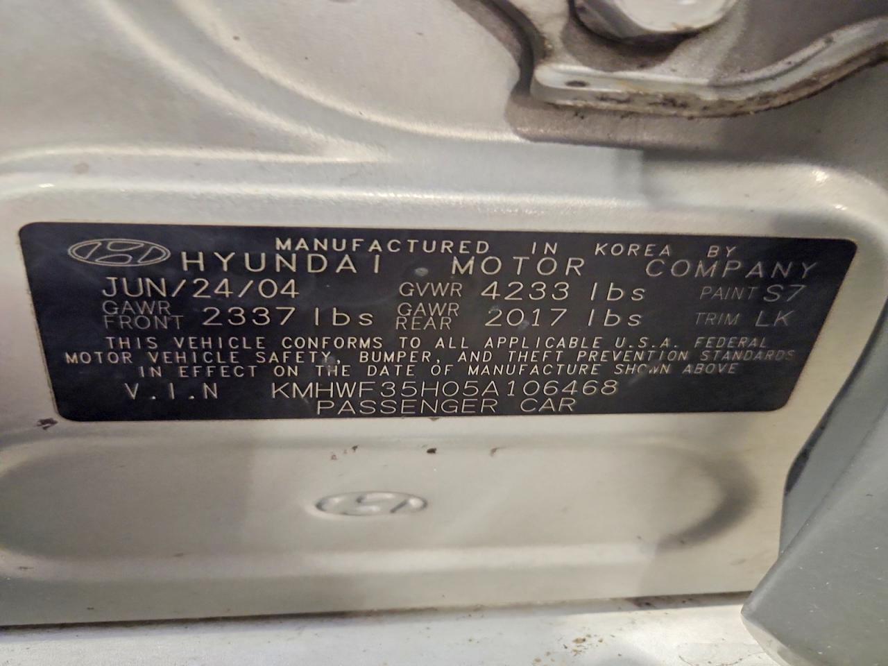 2005 HYUNDAI SONATA