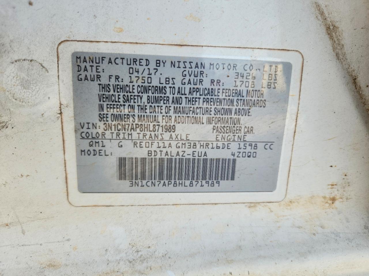 2017 NISSAN VERSA