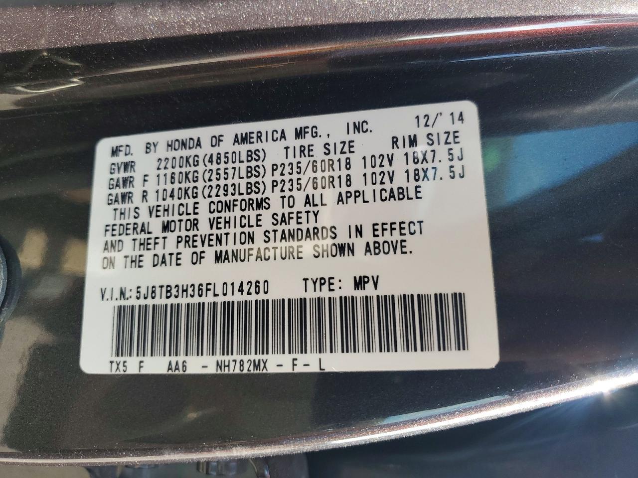2015 ACURA RDX
