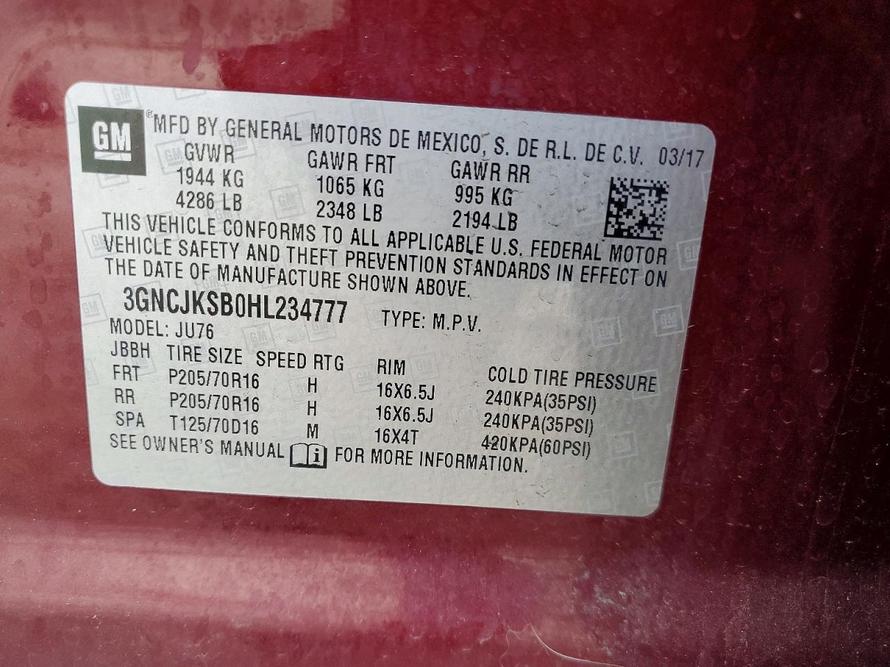 2017 CHEVROLET TRAX