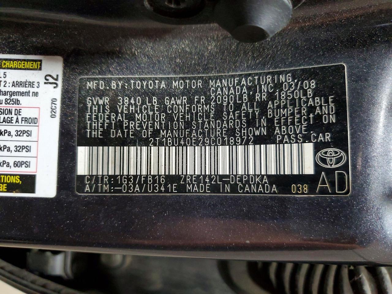 2009 TOYOTA COROLLA