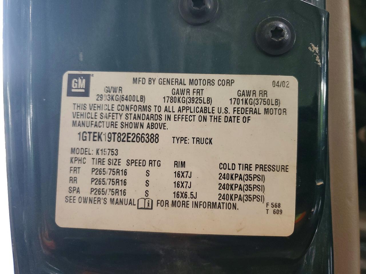 2002 GMC SIERRA 1500