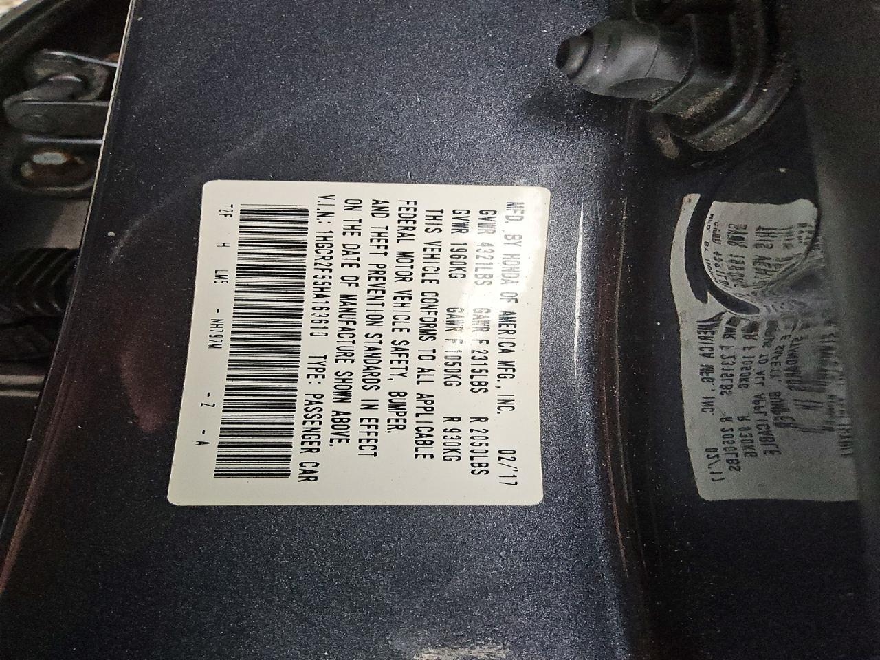 2017 HONDA ACCORD