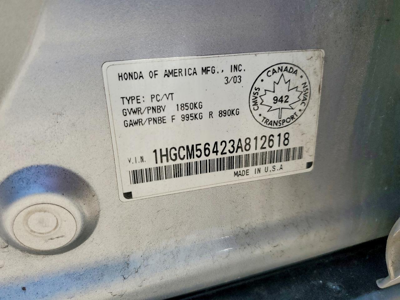 2003 HONDA ACCORD