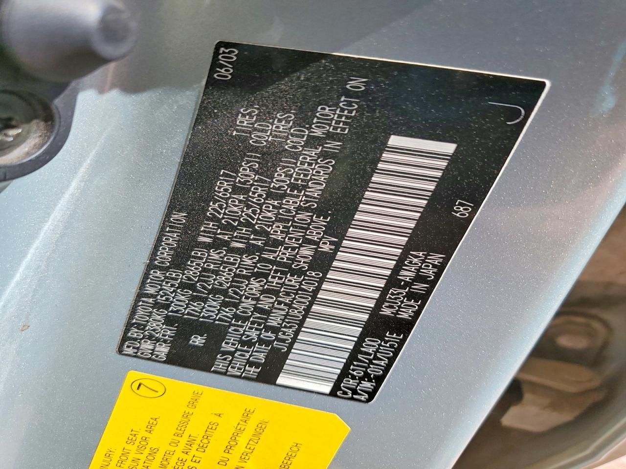 2004 LEXUS Rx 330