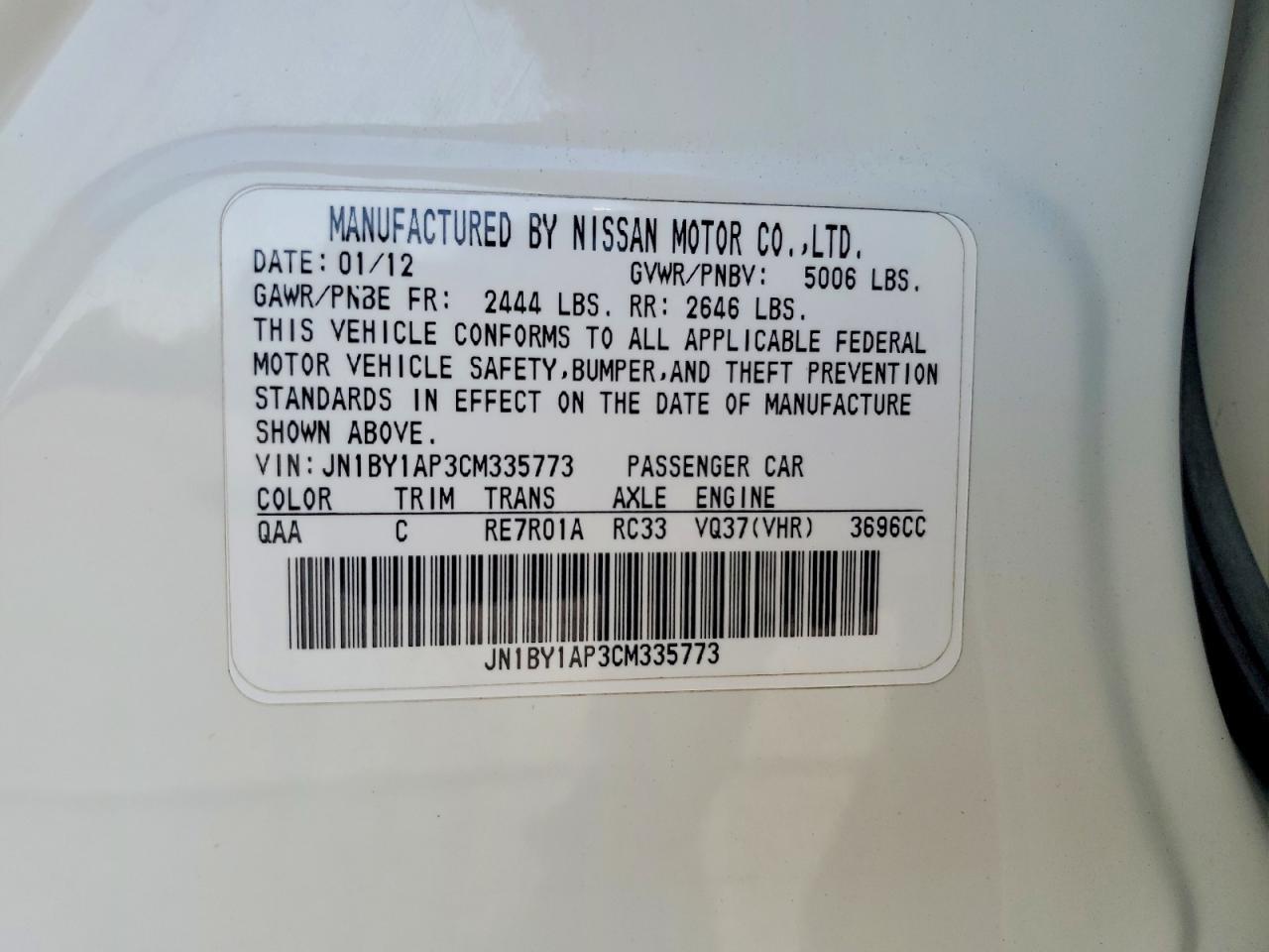 2012 INFINITI M37