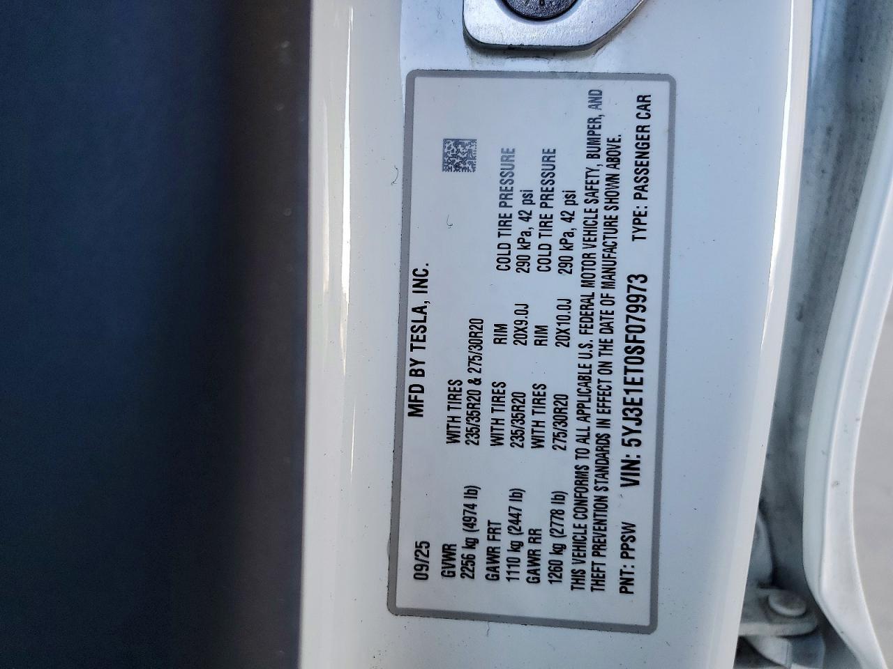 2025 TESLA MODEL 3