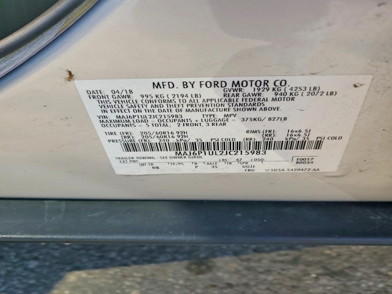 2018 FORD EcoSport