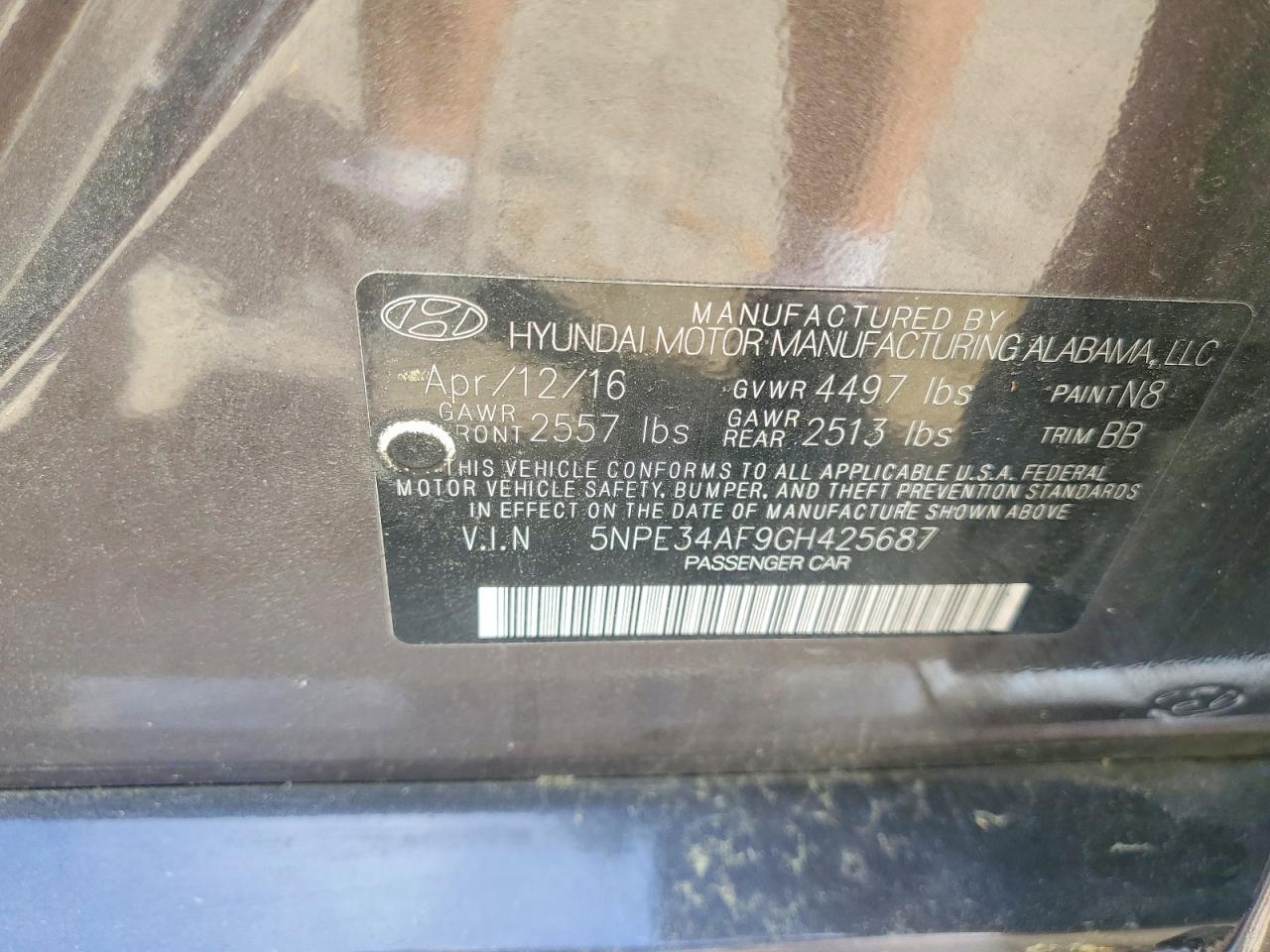 2016 HYUNDAI SONATA