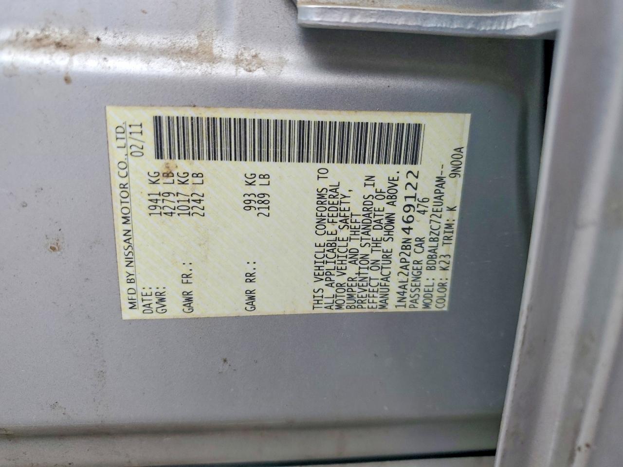 2011 NISSAN ALTIMA