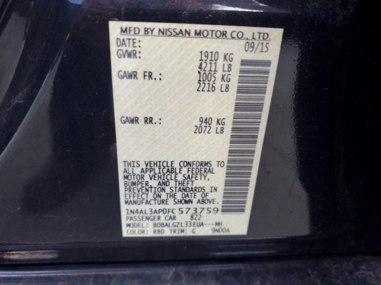 2015 NISSAN ALTIMA
