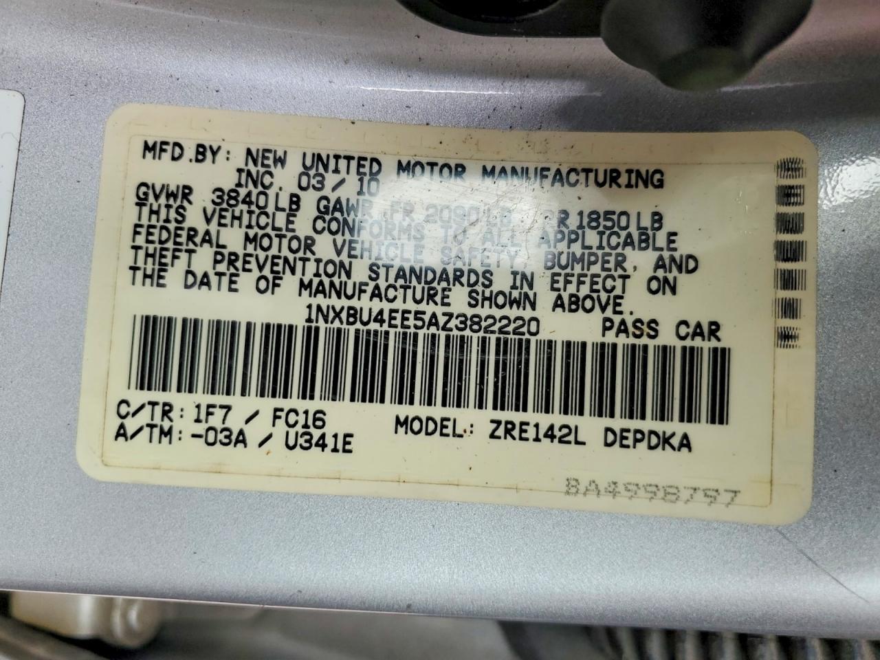 2010 TOYOTA COROLLA