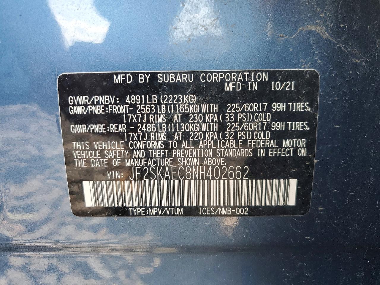 2022 SUBARU FORESTER