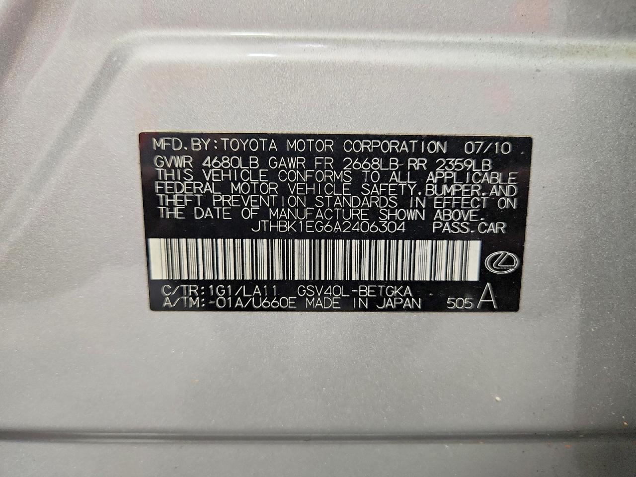 2010 LEXUS ES 350