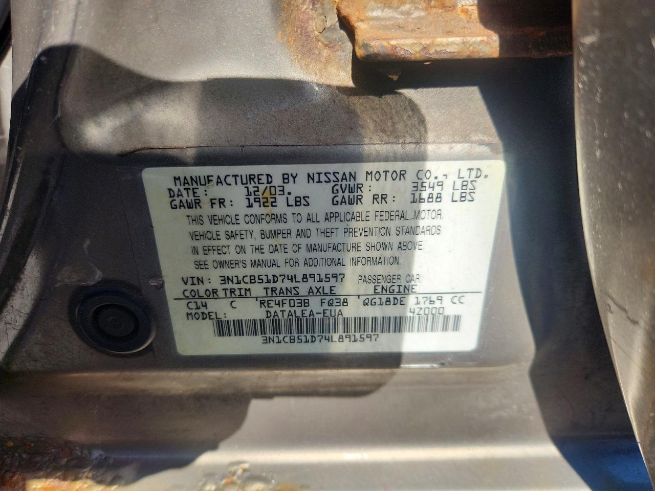 2004 NISSAN SENTRA