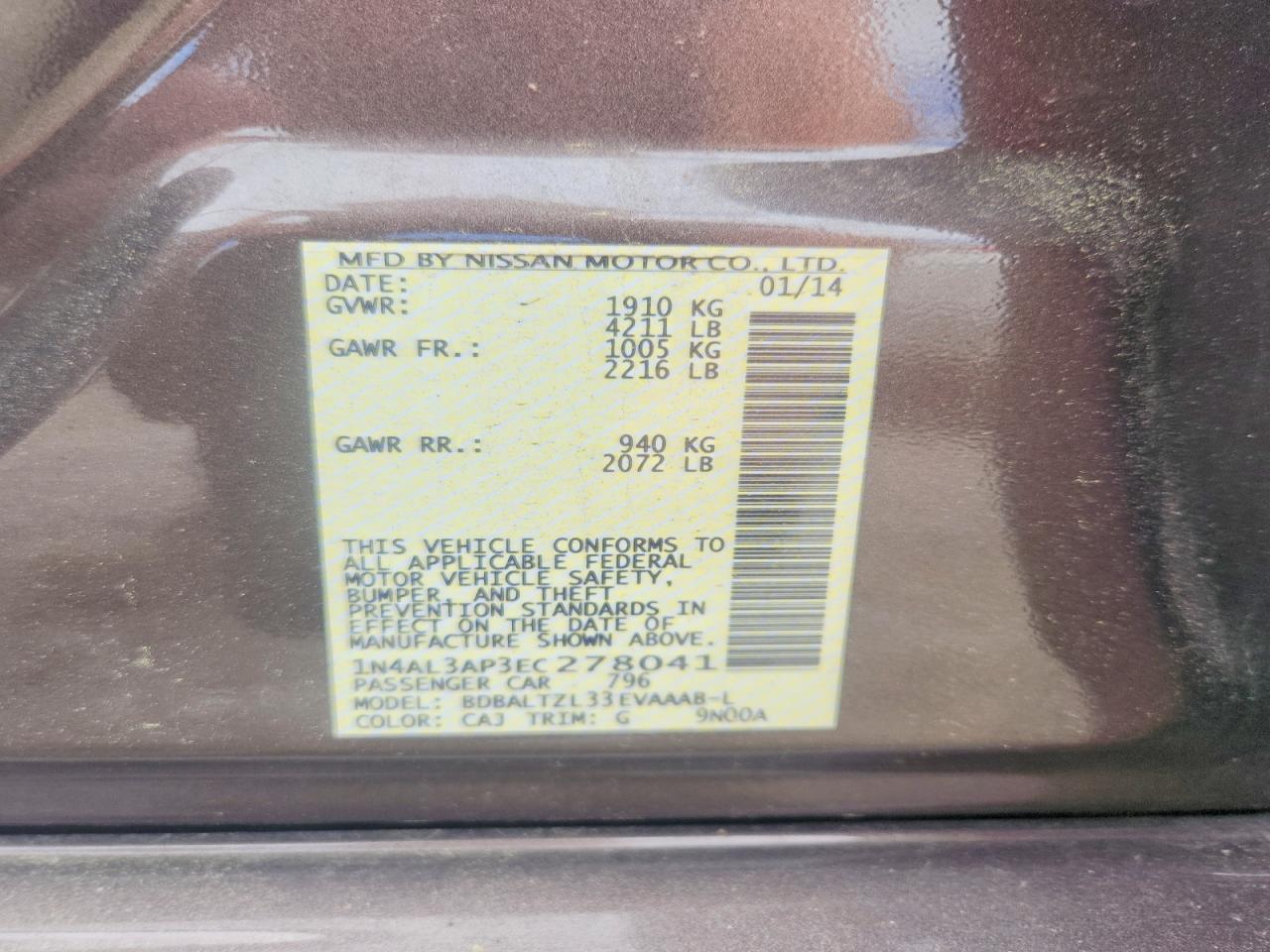 2014 NISSAN ALTIMA