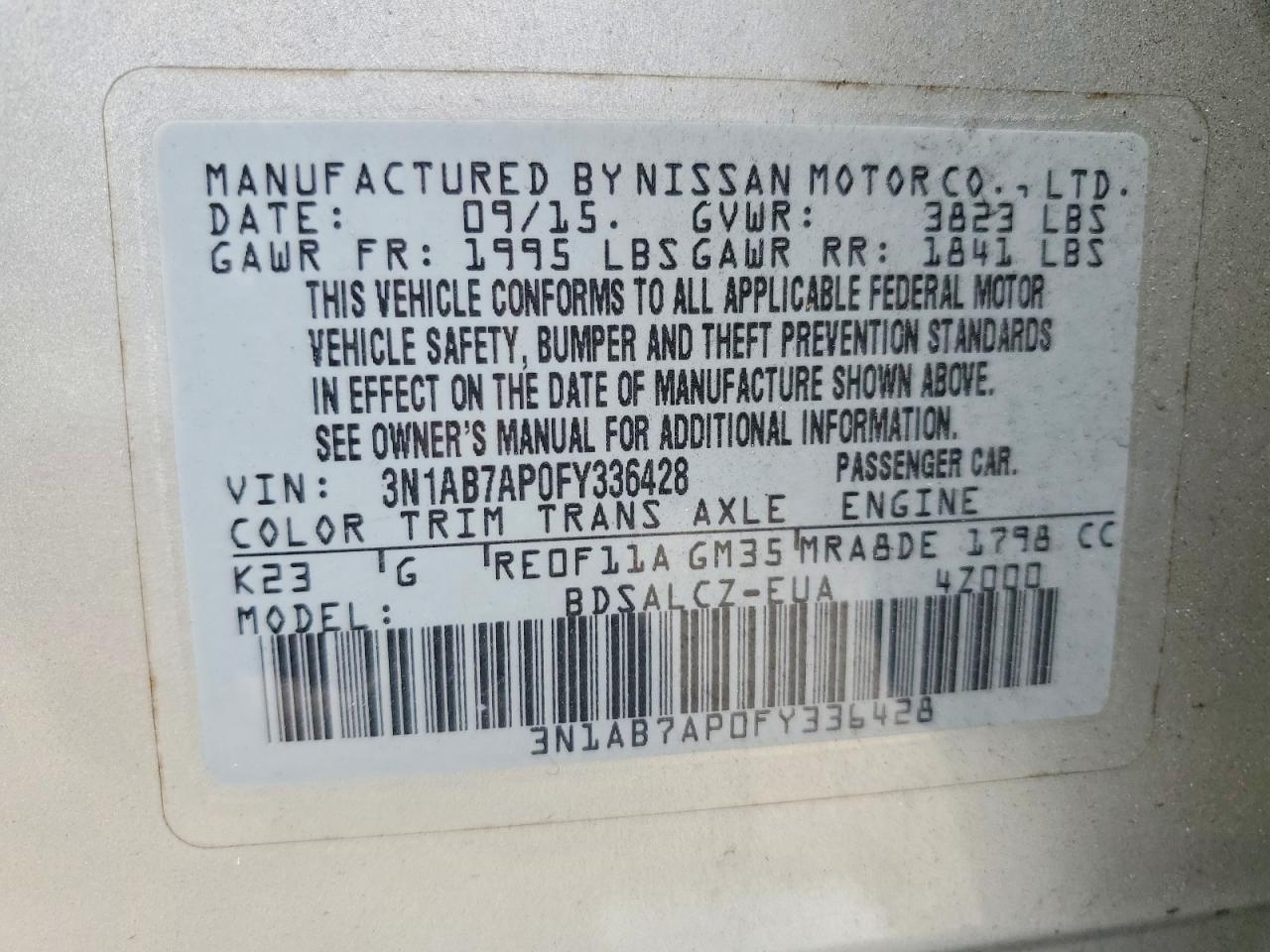 2015 NISSAN SENTRA