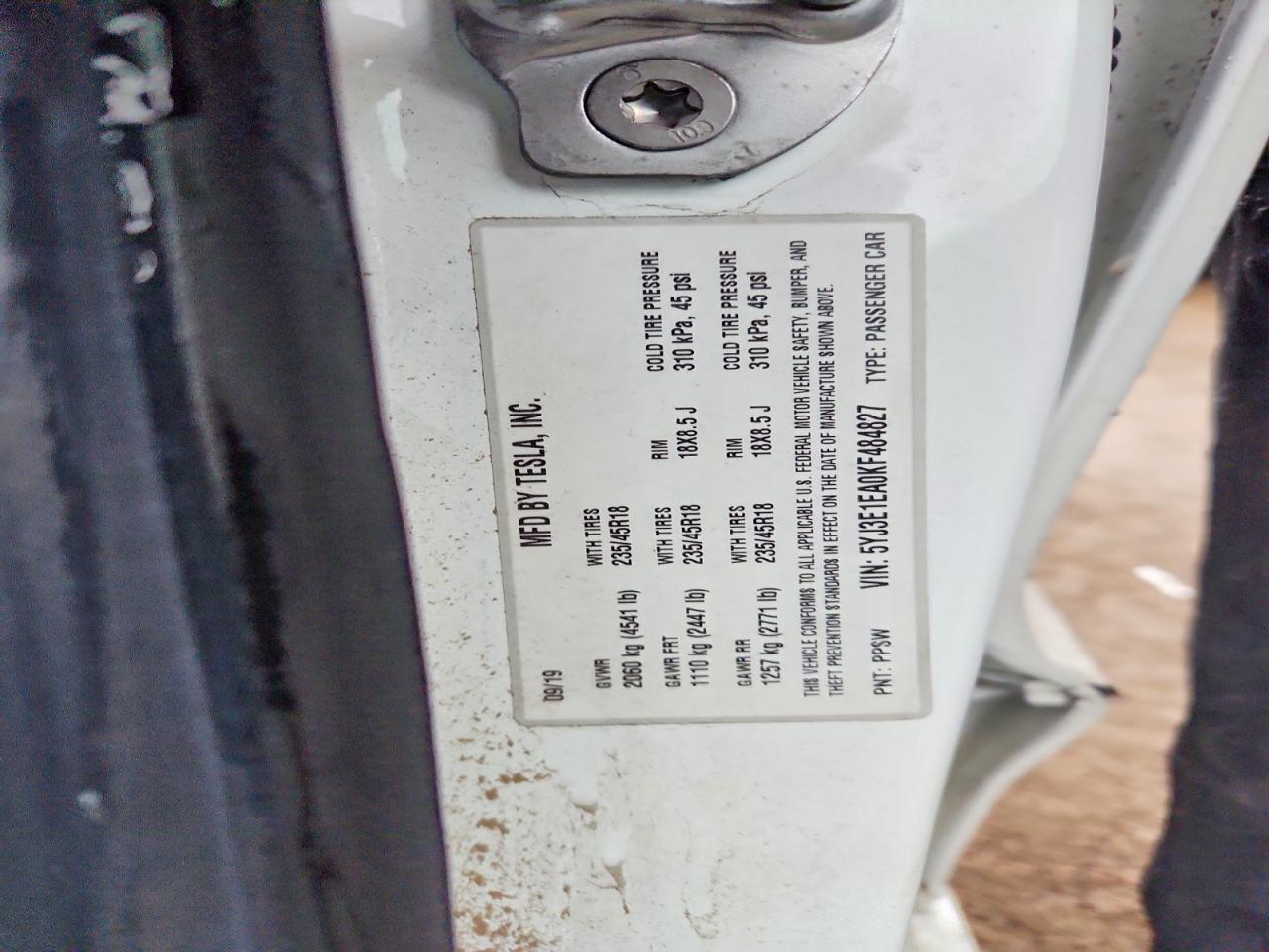 2019 TESLA MODEL 3